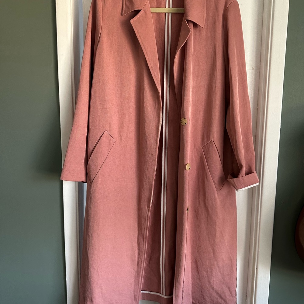 Sandro Pink Trench Coat with Classic Lapel